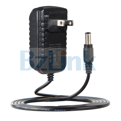 AC100-240V to 12V 2A 24W Wall Mount Power Supply Adapter with 5.5x2.1mm DC Cable