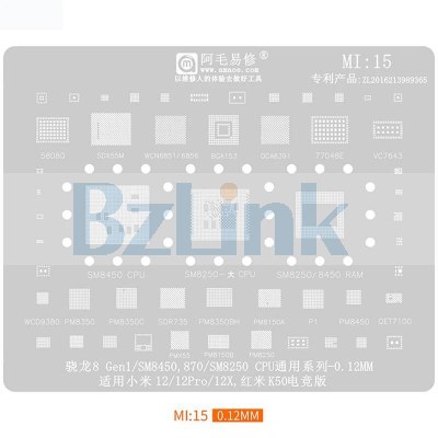 MI15 CPU BGA Reballing Stencil For Xiao MI 12 Pro 12X Redmi K50 SM8450 SM8250 IC Chip