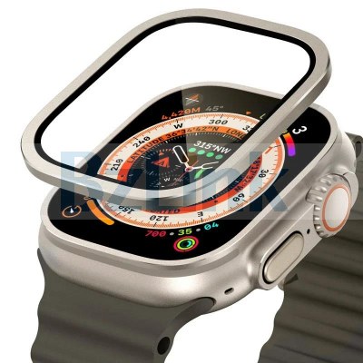 Titanium Metal Frame Anti-Scratch Tempered Glass for Apple Watch Ultra