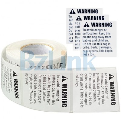 2000PCS 5.00X5.00X0.10cm Warning Signs Packing Stickers Self-adhesive Suffocation Emblems Applique Stickers