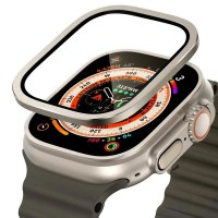 Titanium Metal Frame Anti-Scratch Tempered Glass for Apple Watch Ultra