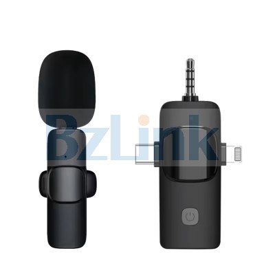 Wireless Microphone Type C Lavalier Microphone 3 in 1 Receiver for Live Streaming interview Teaching