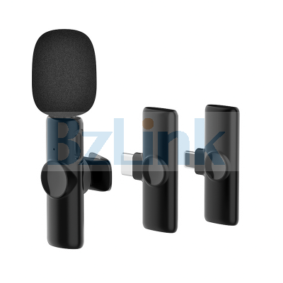 1 Drag and1 Microphone Lavalier Portable Mini Mic Wireless Recording Microphone for Mobile Phone