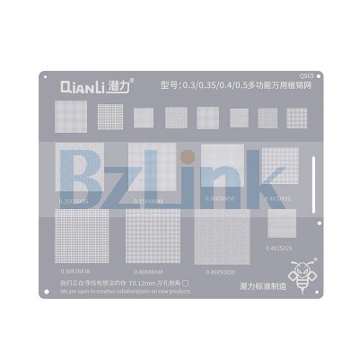 Qianli 0.12mm Thickness BGA Reballing Stencil 0.3/0.35/0.4/0.5 Square Hole