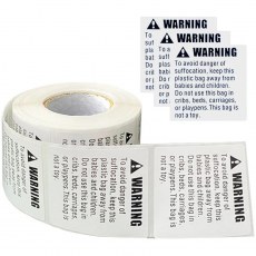 2000PCS 5.00X5.00X0.10cm Warning Signs Packing Stickers Self-adhesive Suffocation Emblems Applique Stickers