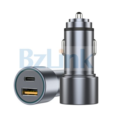 Fast Charging Type c Qc3.0 36W Metal Dual Port Car Charger